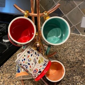 Anthropologie mugs with rose gold mug rack